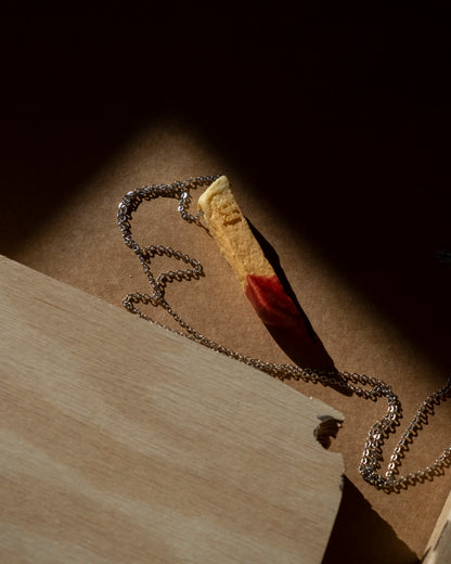 French fry dipped in ketchup necklace