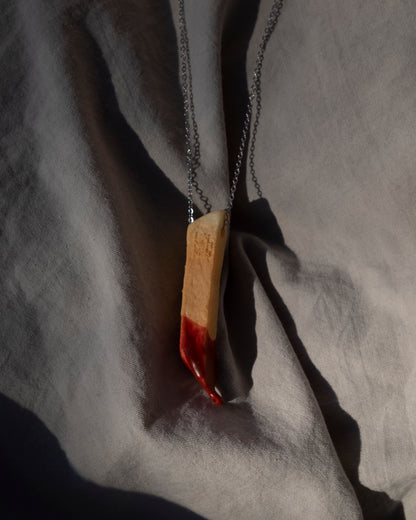 French fry dipped in ketchup necklace