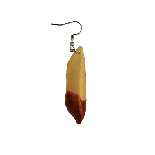 French fry dipped in ketchup earring