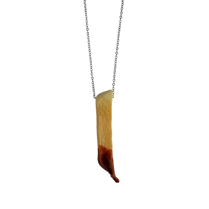 French fry dipped in ketchup necklace