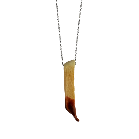 French fry dipped in ketchup necklace