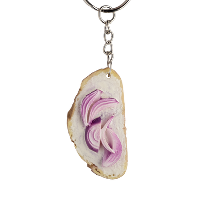 Grease bread with red onion keychain